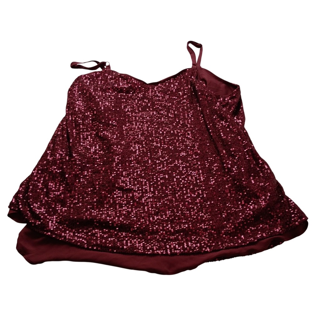 Torrid Sophie Cami Top Women's Burgundy Red Sequin V-Neck Adjustable Strap NWOT